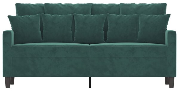 Kétszemélyes sötétzöld bársony kanapé 140 cm