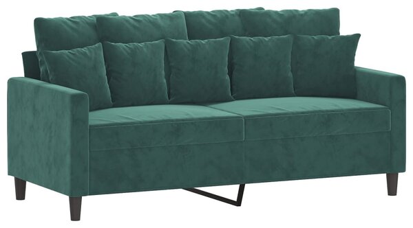 Kétszemélyes sötétzöld bársony kanapé 140 cm