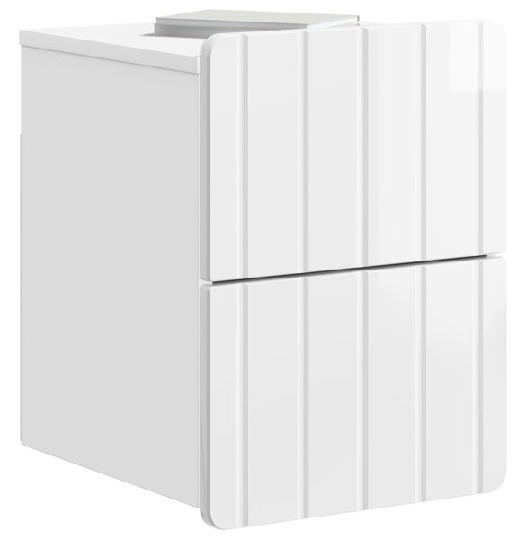 Fali éjjeli szekrény 2 db Magasfényű Fehér 33 x 34,5 x 43 cm