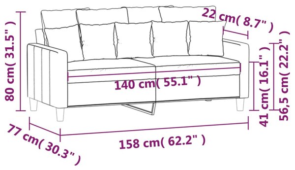 Kétszemélyes sötétzöld bársony kanapé 140 cm