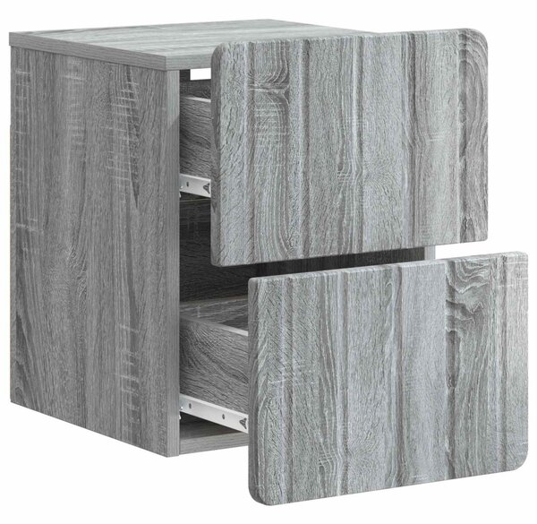 Fali éjjeli szekrény 2 db Szürke Sonoma 33 x 34,5 x 43 cm