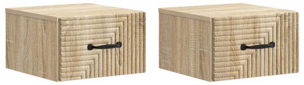 Fali éjjeli szekrény 2 db Sonoma Tölgy 34,5 x 33 x 20 cm