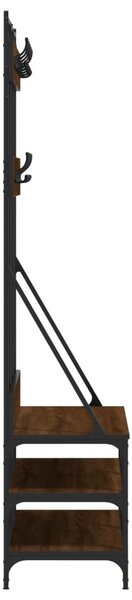 Barna tölgyszínű ruhafogas cipőpolccal 100x40x184 cm