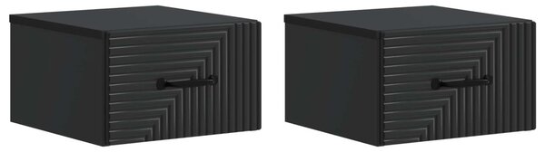 Fali éjjeli szekrény 2 db Fekete 34,5 x 33 x 20 cm Szerelt Fa