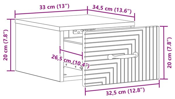 VidaXL Fali éjjeli szekrény fiókkal Fehér 34,5 x 33 x 20 cm Szerelt Fa