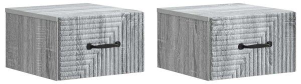 Fali éjjeli szekrény 2 db Szürke Sonoma 34,5 x 33 x 20 cm
