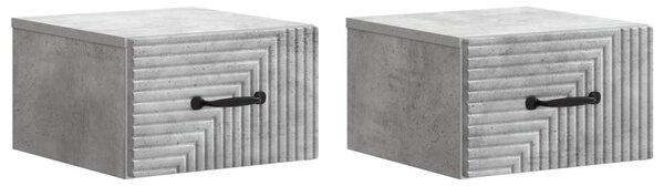 Fali éjjeli szekrény 2 db Betonszürke 34,5 x 33 x 20 cm