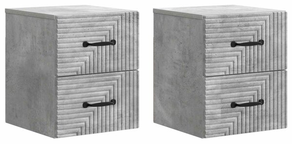 Fali éjjeli szekrény 2 db Betonszürke 34,5 x 33 x 40 cm