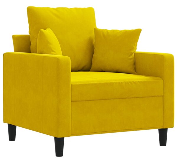 Sárga bársony kanapéfotel 60 cm