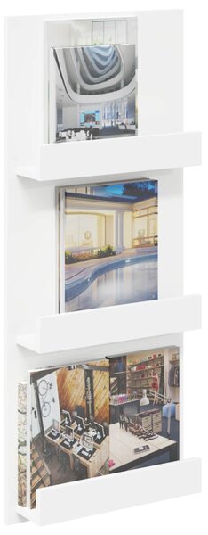 Magazin állvány polcokkal Fehér 43 x 11 x 102 cm Faanyag