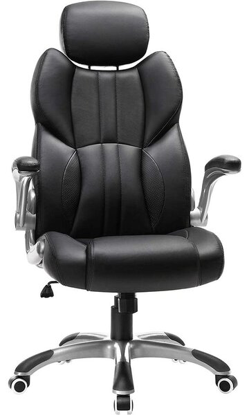 Ergonomikus forgószék, irodai szék összecsukható karokkal, fekete