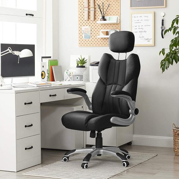 Ergonomikus forgószék, irodai szék összecsukható karokkal, fekete
