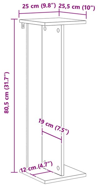 VidaXL Növényállvány 2 pcs Öreg fa 25 x 25,5 x 80,5 cm Mérnöki fa