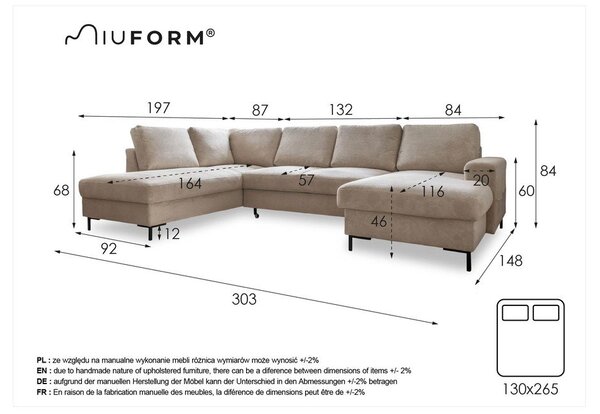 Narancssárgásbarna kordbársony kinyitható sarokkanapé (bal oldali) Lofty Lilly – Miuform