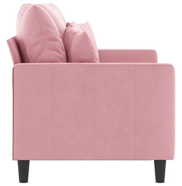 Kétszemélyes rózsaszín bársony kanapé 120 cm