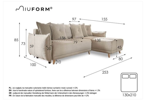 Téglavörös kordbársony kinyitható sarokkanapé (variálható) Lazy Lukka – Miuform