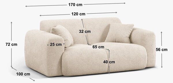 Fehér buklé kanapé 170 cm Molino – Micadoni Home