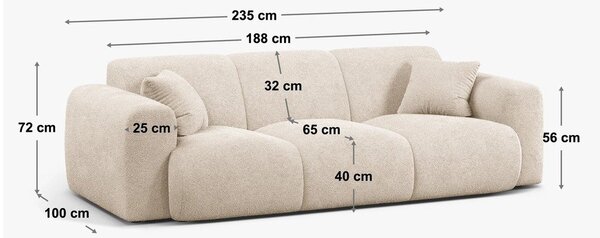 Bézs buklé kanapé 235 cm Molino – Micadoni Home