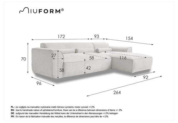 Bézs sarokkanapé (jobb oldali) Flex Felix – Miuform