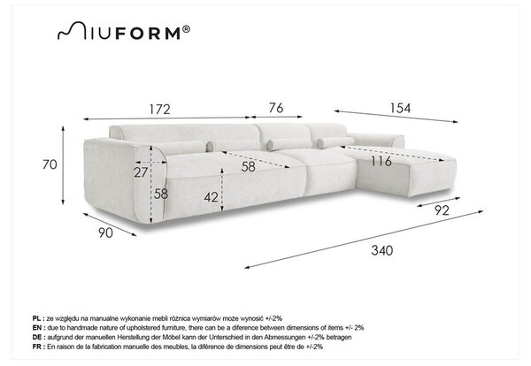 Krémszínű sarokkanapé (jobb oldali) Flex Felix – Miuform