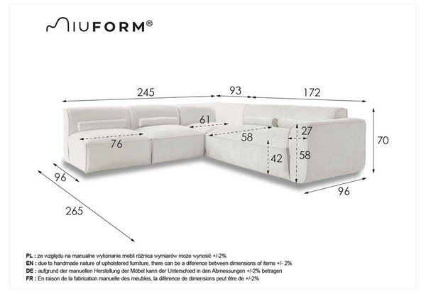 Krémszínű sarokkanapé (bal oldali) Flex Felix – Miuform