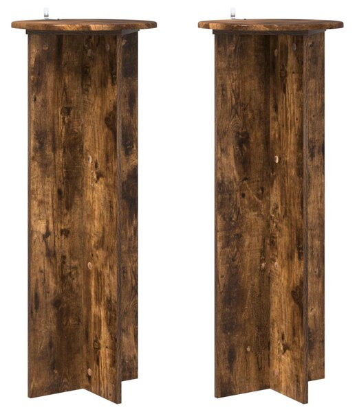Növényállvány 2 db Füstös Tölgy Ø40 x 100 cm Szerelt Fa