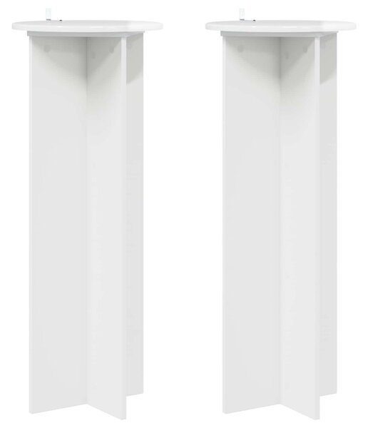 Növényállvány 2 db Magasfényű Fehér Ø40 x 100 cm Szerelt Fa