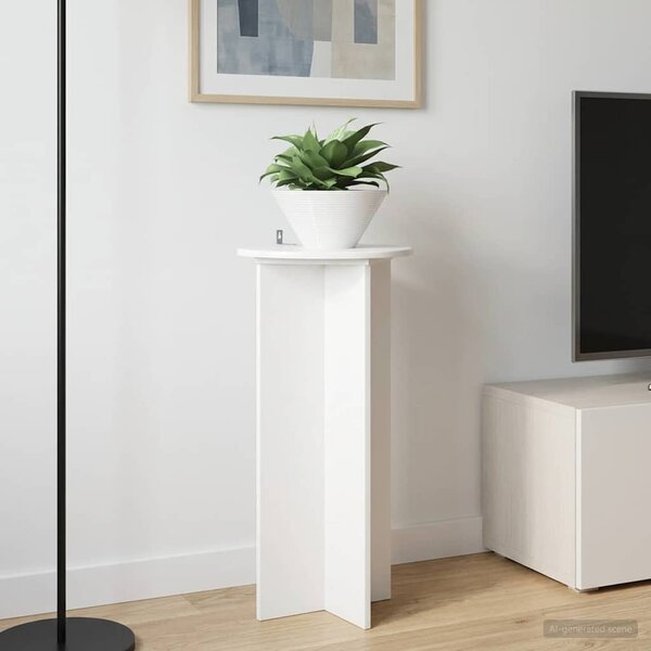 Növényállvány 2 db Magasfényű Fehér 40 x 40 x 80 cm Szerelt Fa