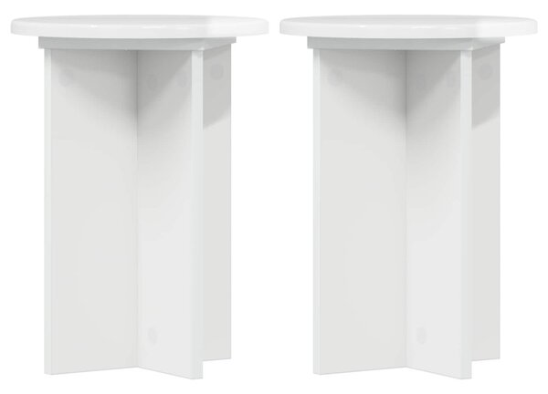 Növényállvány 2 db Magasfényű Fehér Ø29,5 x 40 cm Szerelt Fa