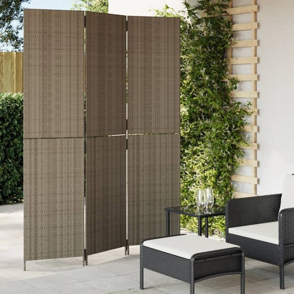 Szürke 3-paneles polyrattan térelválasztó