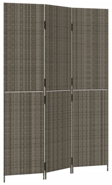 Szürke 3-paneles polyrattan térelválasztó