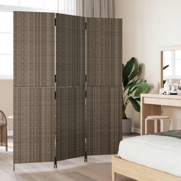 Szürke 3-paneles polyrattan térelválasztó