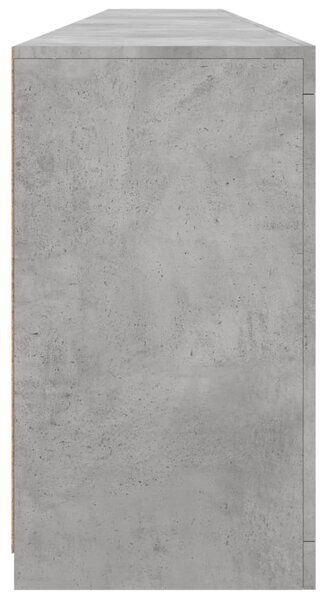 Betonszürke tálalószekrény LED-világítással 283x37x67 cm