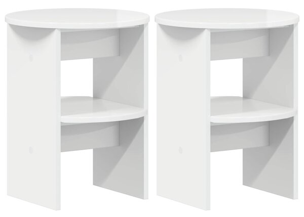 Oldalsó szekrény 2 pcs Magasfényű Fehér Ø40 x 50 cm Mérnöki fa
