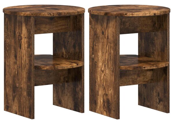 Oldalsó szekrény 2 pcs Füstölt Tölgy Ø40 x 50 cm Mérnöki fa