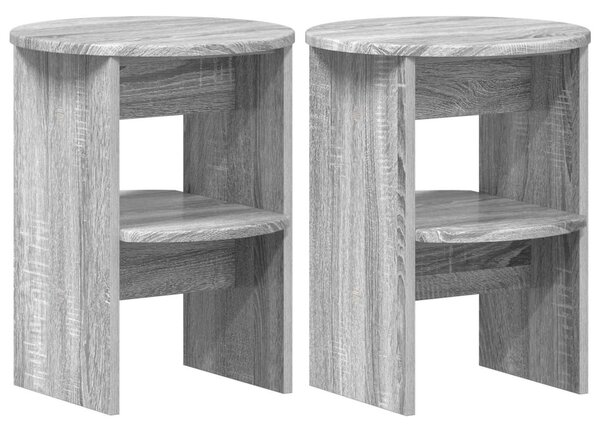 Oldalsó szekrény 2 pcs Szürke Sonoma Ø40 x 50 cm Mérnöki fa