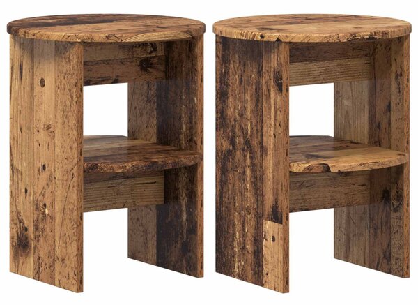 Oldalsó szekrény 2 pcs Öreg fa Ø40 x 50 cm Mérnöki fa