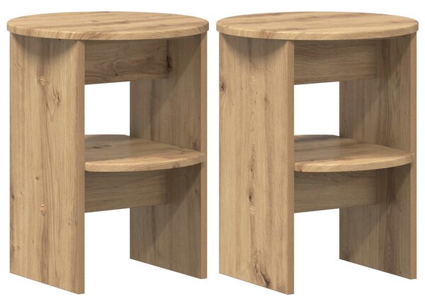 Oldalsó szekrény 2 pcs Kézműves Tölgy Ø40 x 50 cm Mérnöki fa