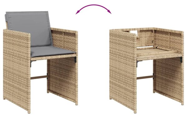 11részes vegyes bézs polyrattan kerti étkezőgarnitúra párnákkal