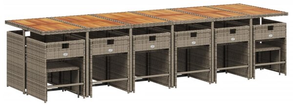 17 részes szürke polyrattan kerti étkezőgarnitúra párnával