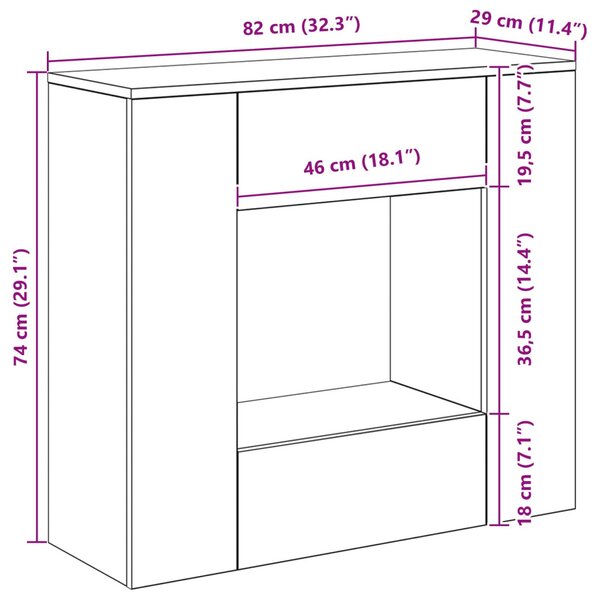 Kézműves Tölgy 82 x 29 x 74 cm