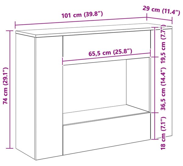 101 x 29 x 74 cm