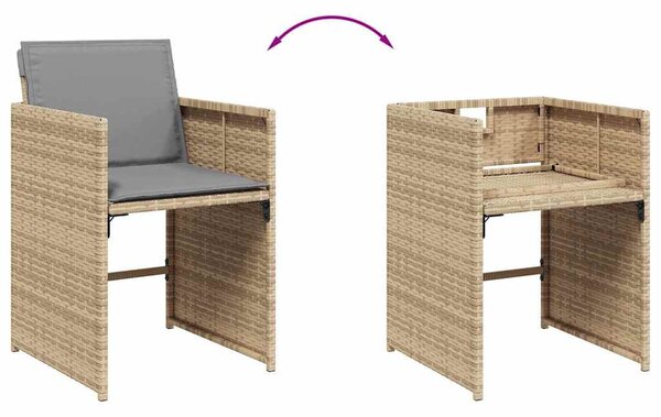 4 db vegyes bézs polyrattan kerti szék párnával