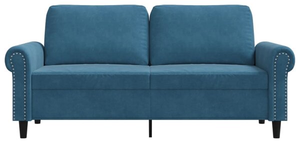 Kétszemélyes kék bársony kanapé 140 cm