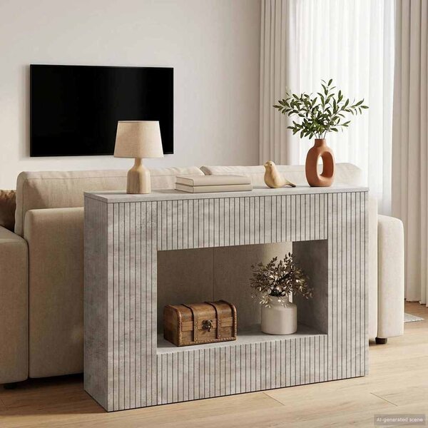 Konzolasztal Csíkos Beton Szürke 101 x 29 x 74 cm Mérnöki fa