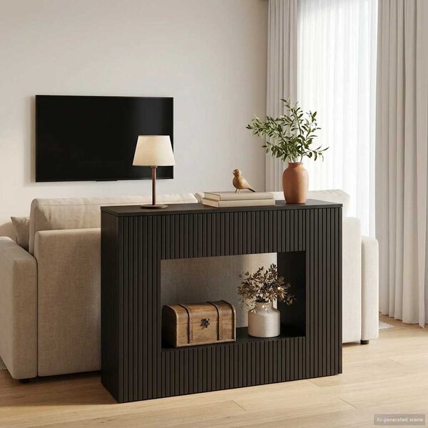 Konzolasztal Csíkos Fekete 101 x 29 x 74 cm Mérnöki fa