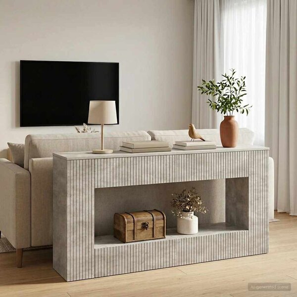 Konzolasztal Csíkos Beton Szürke 155 x 29 x 74 cm Mérnöki fa