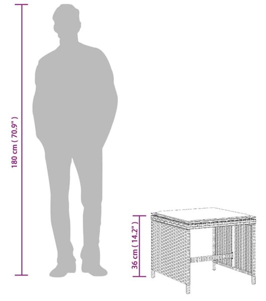 4 db szürke polyrattan kerti szék párnával 41 x 41 x 36 cm