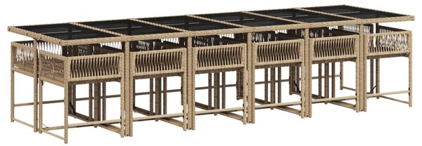 13részes vegyes bézs polyrattan kerti étkezőgarnitúra párnákkal