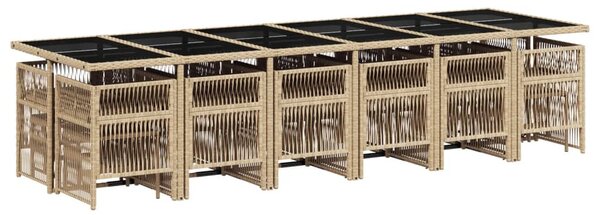 17részes vegyes bézs polyrattan kerti étkezőgarnitúra párnákkal